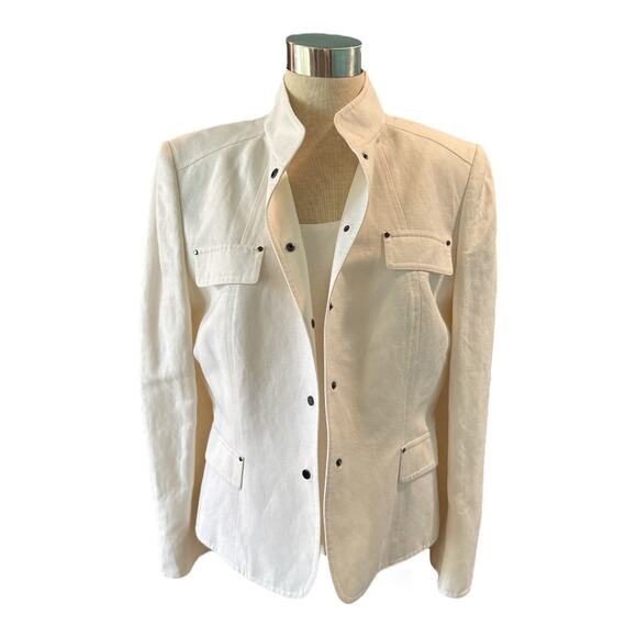 Tahari 12 Cream Jacket & Shell Set Linen Blend - Picture 1 of 9